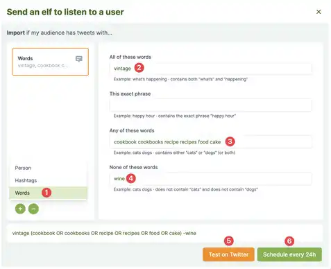 Send an elf to listen for keywords in the audience